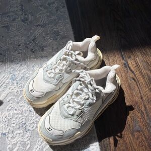 Balenciaga White Cream Triple S Sneakers
